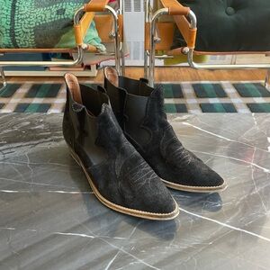 Ganni Black Suede Ankle Boots